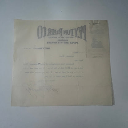 1912 Peyton Paper Co. Paper & Stationery Duluth MN Letterhead K22
