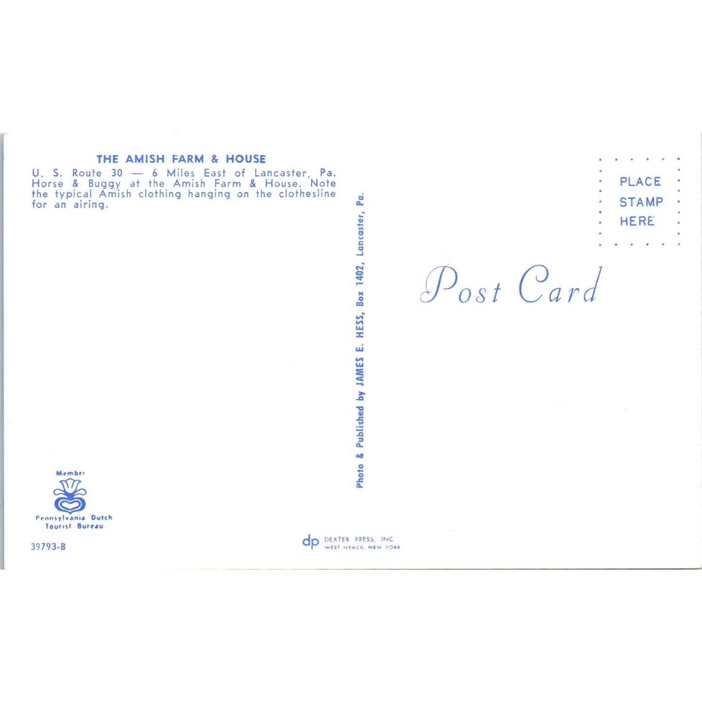 Amish Farm and House Lancaster Pennsylvania Dutch Country Postcard PD7