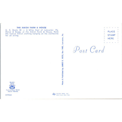 Amish Farm and House Lancaster Pennsylvania Dutch Country Postcard PD7