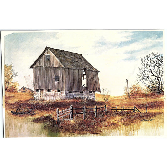 Vintage Larry Greenwalt Abandoned Barn Art Print 6.5x9.5 V4