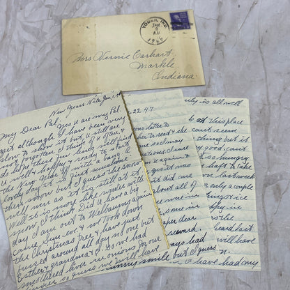 1947 Handwritten Letter Mrs Vernie Earhart Markle IN TI8-S6