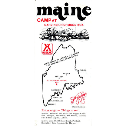 Vintage Camp at Gardiner/Richmond KOA Maine Travel Info Leaflet TH2-O1