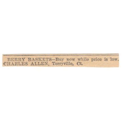 Berry Baskets Charles Allen Terryville CT 1905 Magazine Ad AF1-NES4