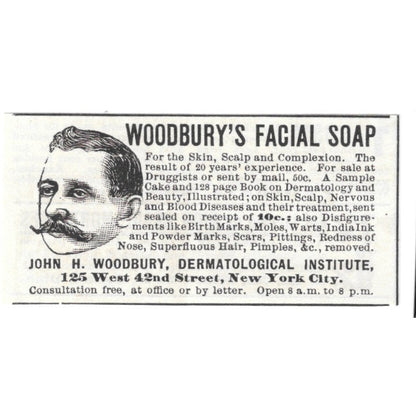 Woodbury's Facial Soap John H Woodbury Dermatological Institute 1892 Ad AG2-S19