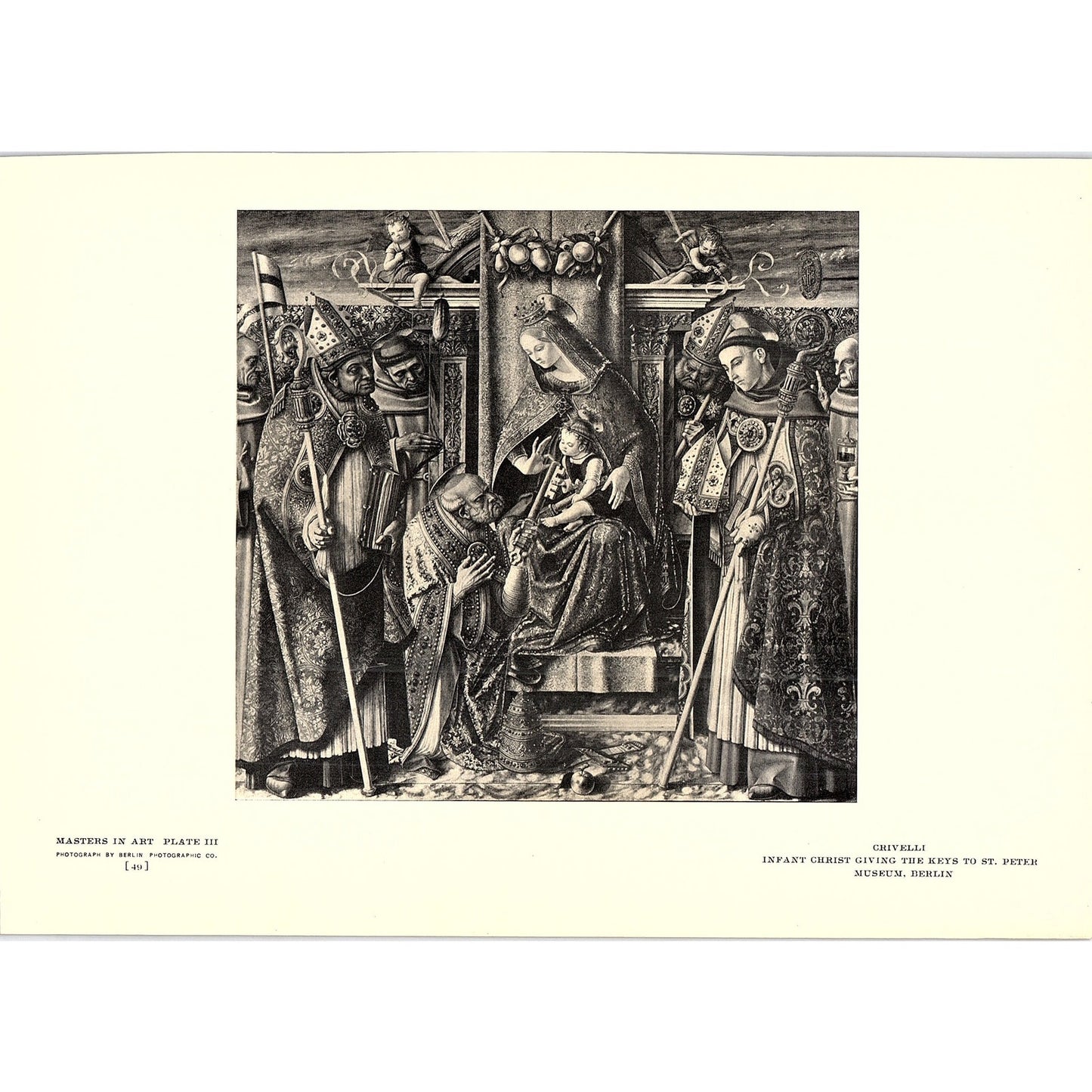 Infant Christ Giving the Keys to St. Peter - Crivelli 1908 Litho Art Print AF4-8