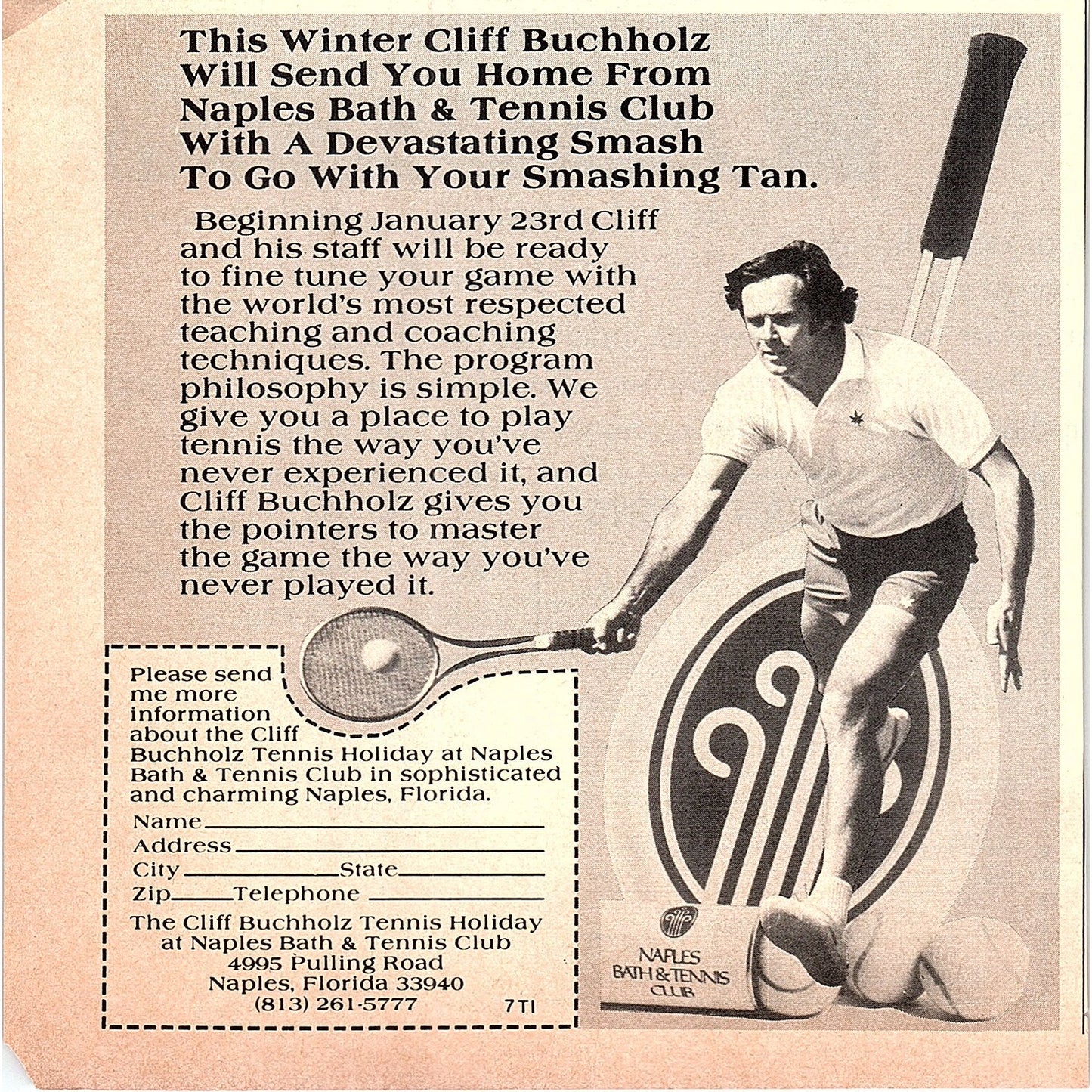 Naples Bath and Tennis Club Cliff Buchholz FL 1977 Ad AF3-M2