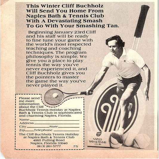 Naples Bath and Tennis Club Cliff Buchholz FL 1977 Ad AF3-M2