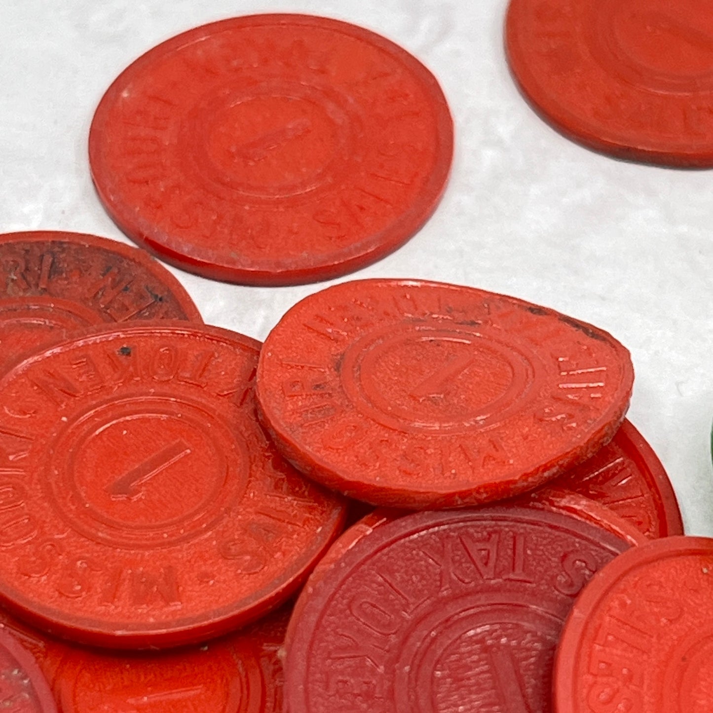 Vtg Missouri State Dept of Revenue Sales Tax Plastic Token Chit Set of 18 SE2