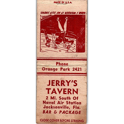 Jerry's Tavern Naval Air Station Jacksonville FL Vintage Matchbook Cover SF3-Y9