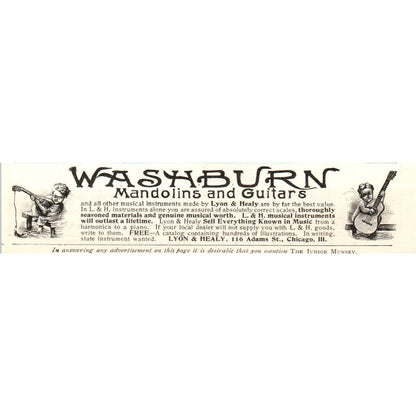 Washburn Mandolins & Guitars Lyon & Healy Chicago c1905 Advertisement AE7-A2