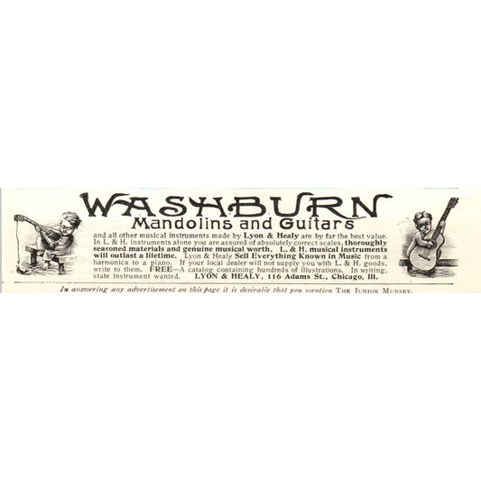 Washburn Mandolins & Guitars Lyon & Healy Chicago c1905 Advertisement AE7-A2