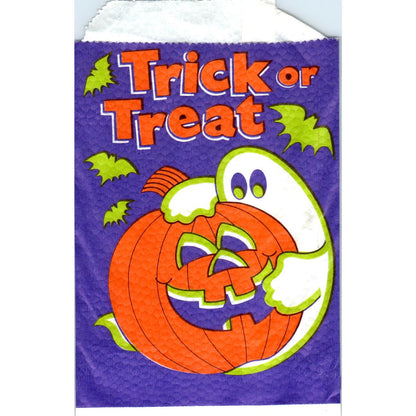 Vintage Halloween Trick or Treat Bag Ghost Jack-O-Lantern 4x5" AF1-RR7
