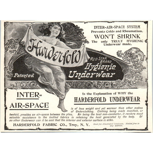 Harderfold Underwear Harderfold Fabric Co Troy NY 1897 Victorian Ad AE9-TS3