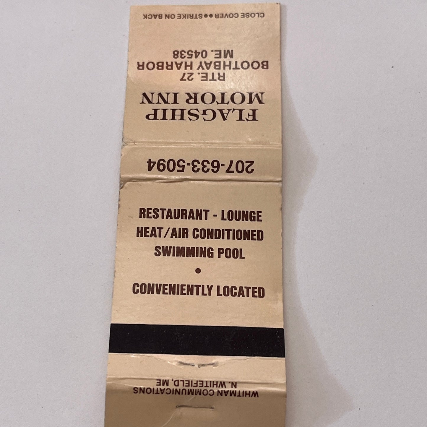 Flagship Motor Inn Boothbay Harbor ME Vintage Matchbook Cover TB6-MB1-10