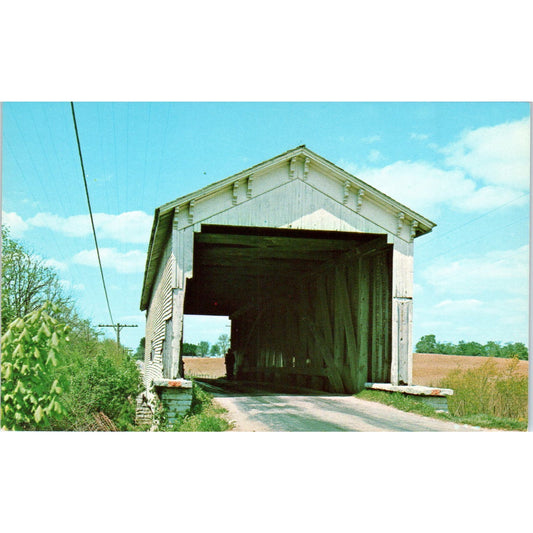 Ferree Bridge Rush County Milroy IN Vintage Covered Bridge Postcard PC17