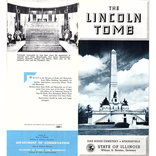 The Lincoln Tomb Oak Ridge Cemetery Springfield Vintage Travel Brochure TH2-TB5