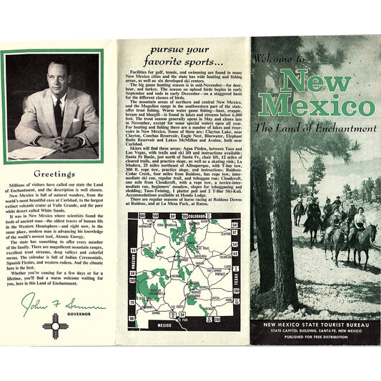 1950s New Mexico Land of Enchantment Fold Out Map & Travel Brochure AF9-2