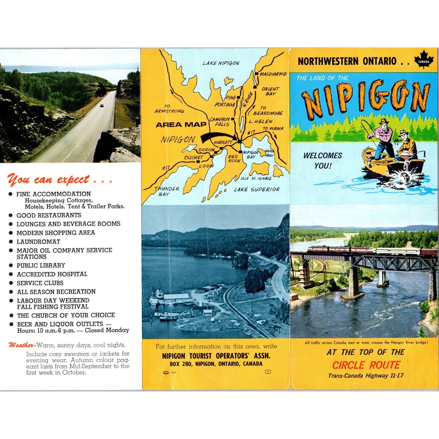 c1960 Nipigon Ontario Canada Travel Brochure Fold Out AE2