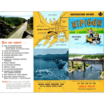 c1960 Nipigon Ontario Canada Travel Brochure Fold Out AE2