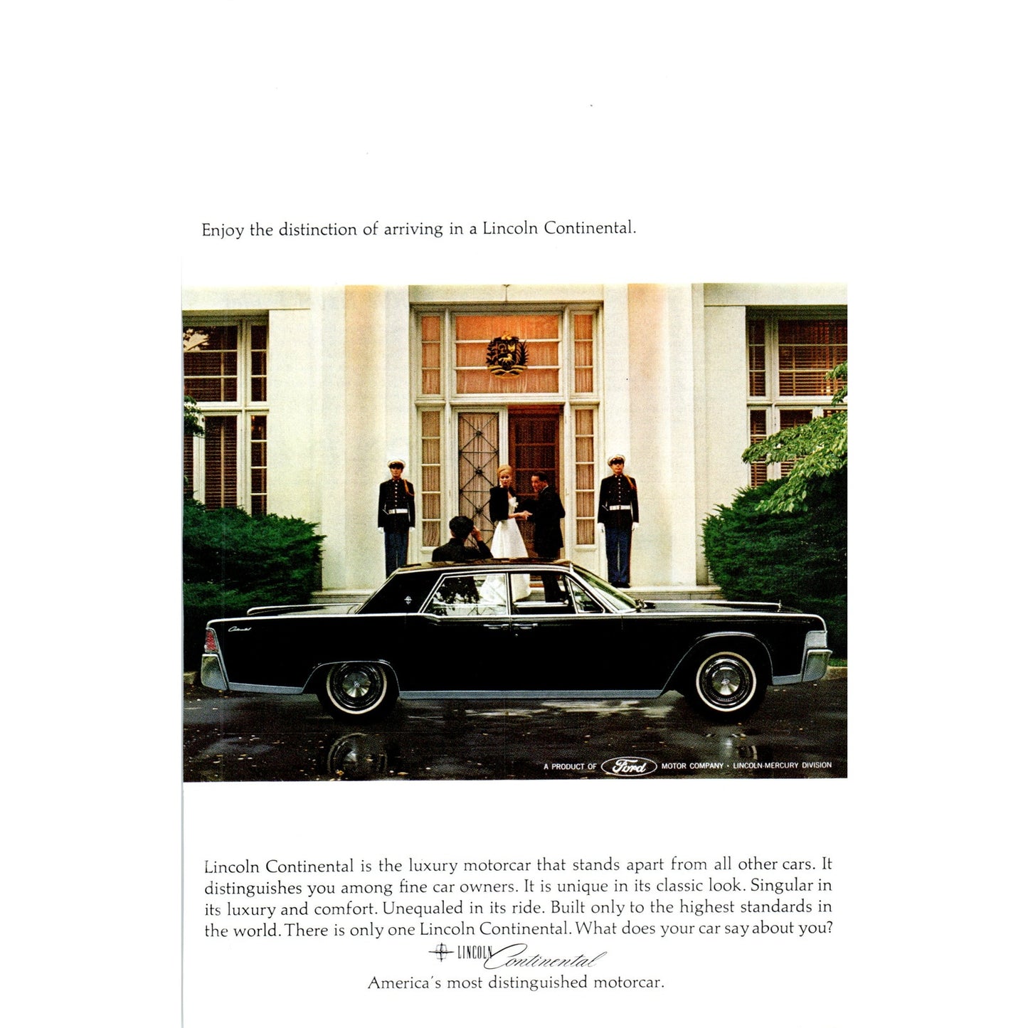 Lincoln Continental Black Automobile Car - Vintage Magazine Ad D20