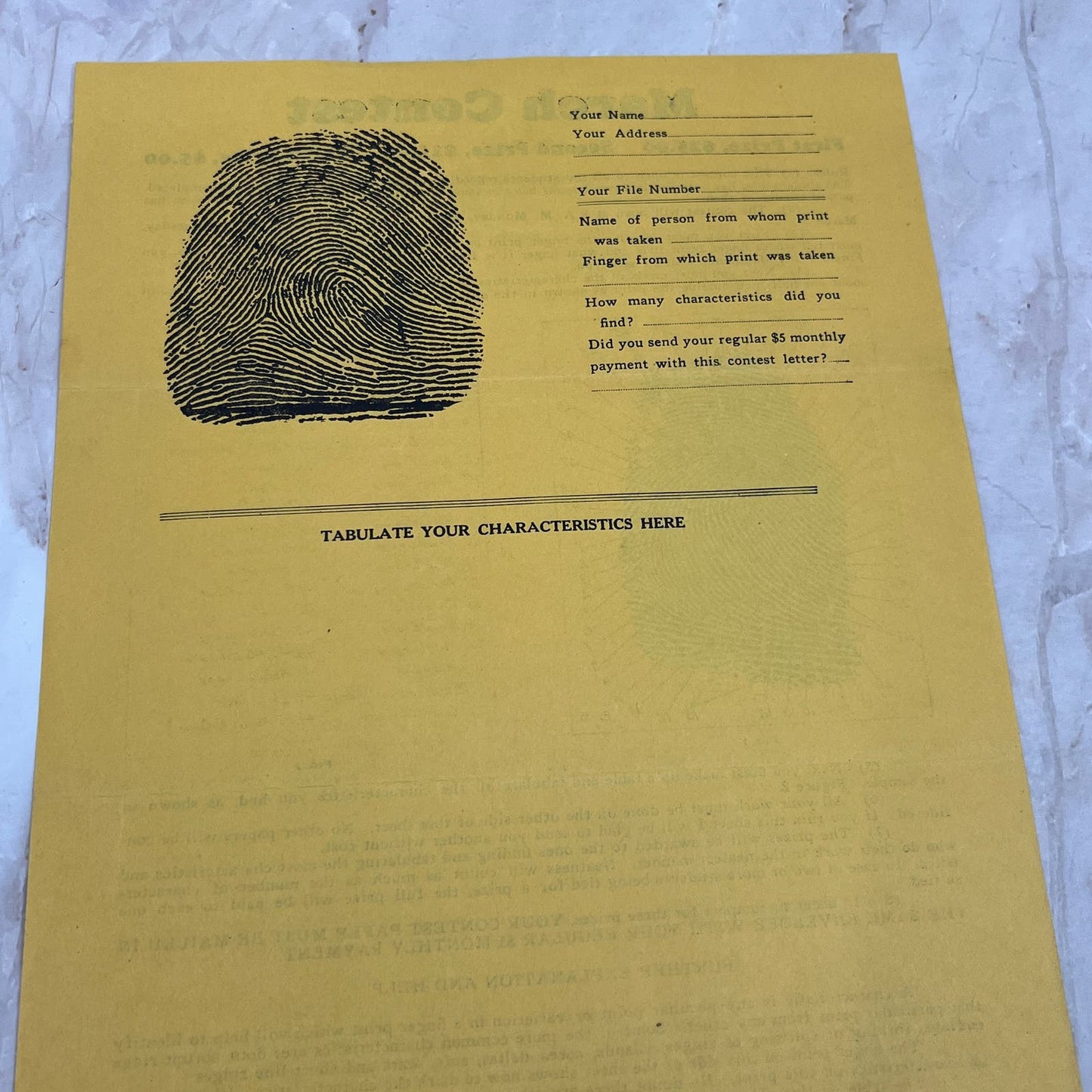 1926 University of Applied Science Finger Print Department Ephemera Lot AE4