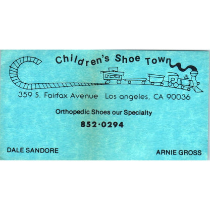 Children's Shoe Town Dale Sandore Arnie Gross Los Angeles Business Card SE3-B7