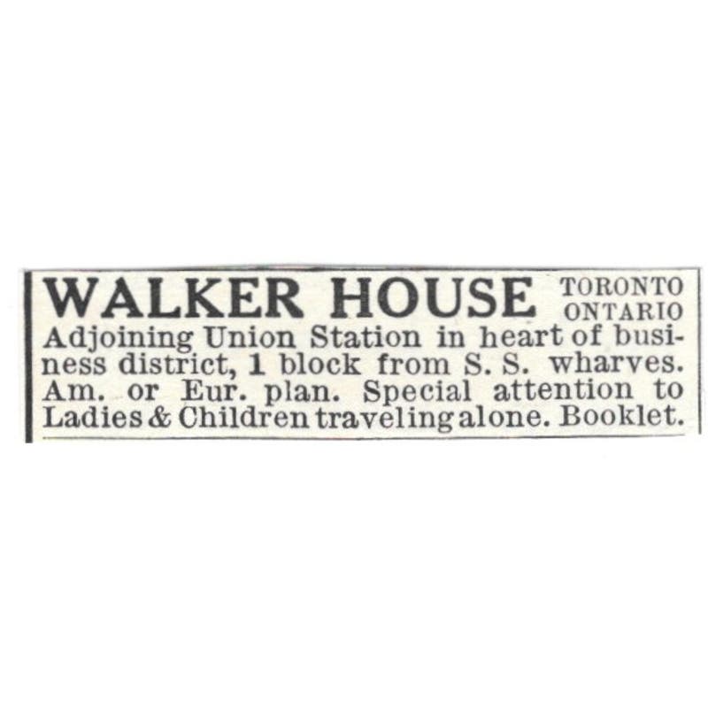 Walker House Toronto Ontario S.S. Wharves c1918 Original Advertisement AE5-SV6
