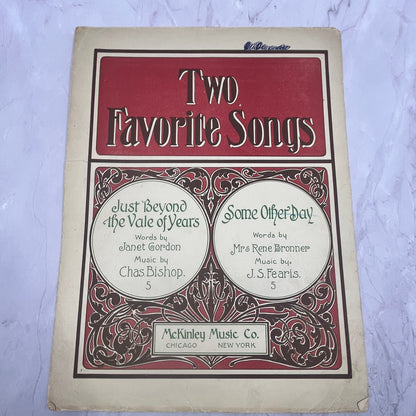 Favorite Songs Just Beyond the Vale of Years Some Other Day 1905 Sheet Music V15