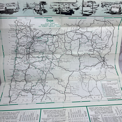 1962 Oregon Outdoor Guide Fold Out Brochure & Travel Map TA9-E2