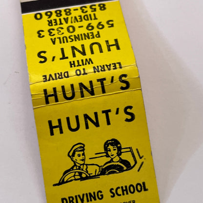 Hunt's Driving School Peninsula Tidewater Vintage Matchbook Cover TB6-MB1-10