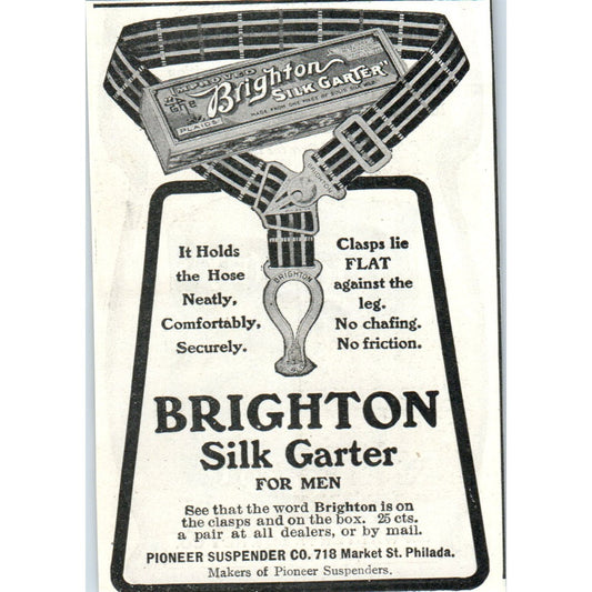 Brighton Silk Garter for Men Pioneer Suspender Co Philadelphia 1903 Ad AF2-O4