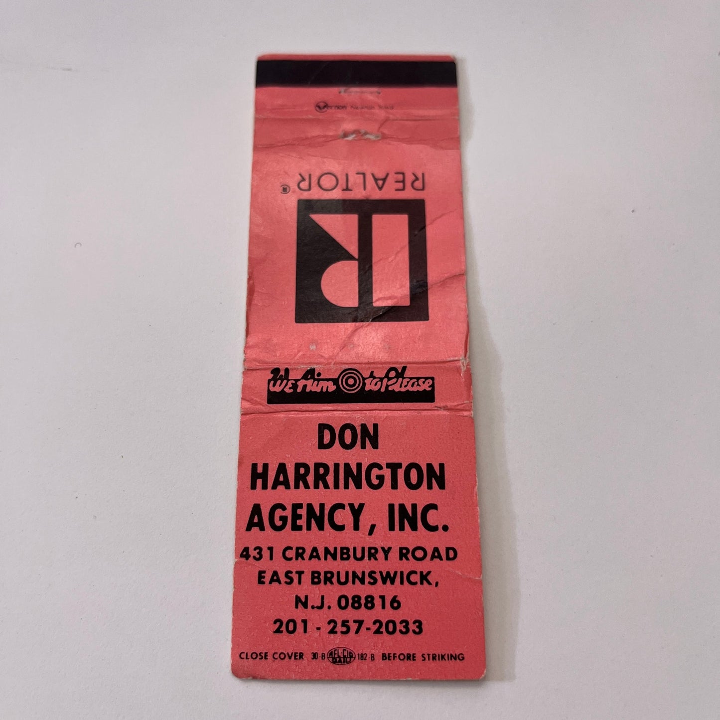 Don Harrington Agency Inc East Brunswick NJ Vintage Matchbook Cover TB6-MB1-15