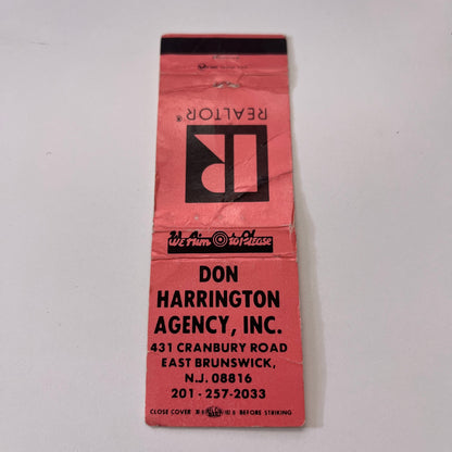 Don Harrington Agency Inc East Brunswick NJ Vintage Matchbook Cover TB6-MB1-15
