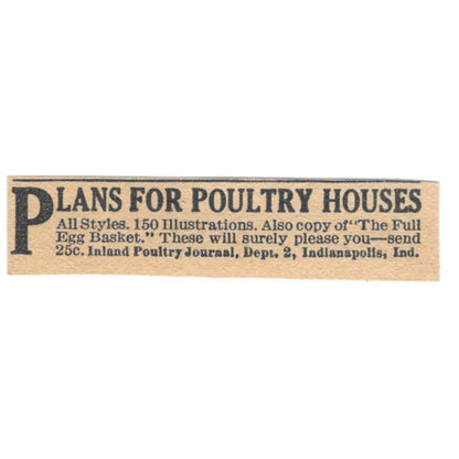 Island Poultry Journal Indianapolis Indiana 1920 Ad AG2-S9