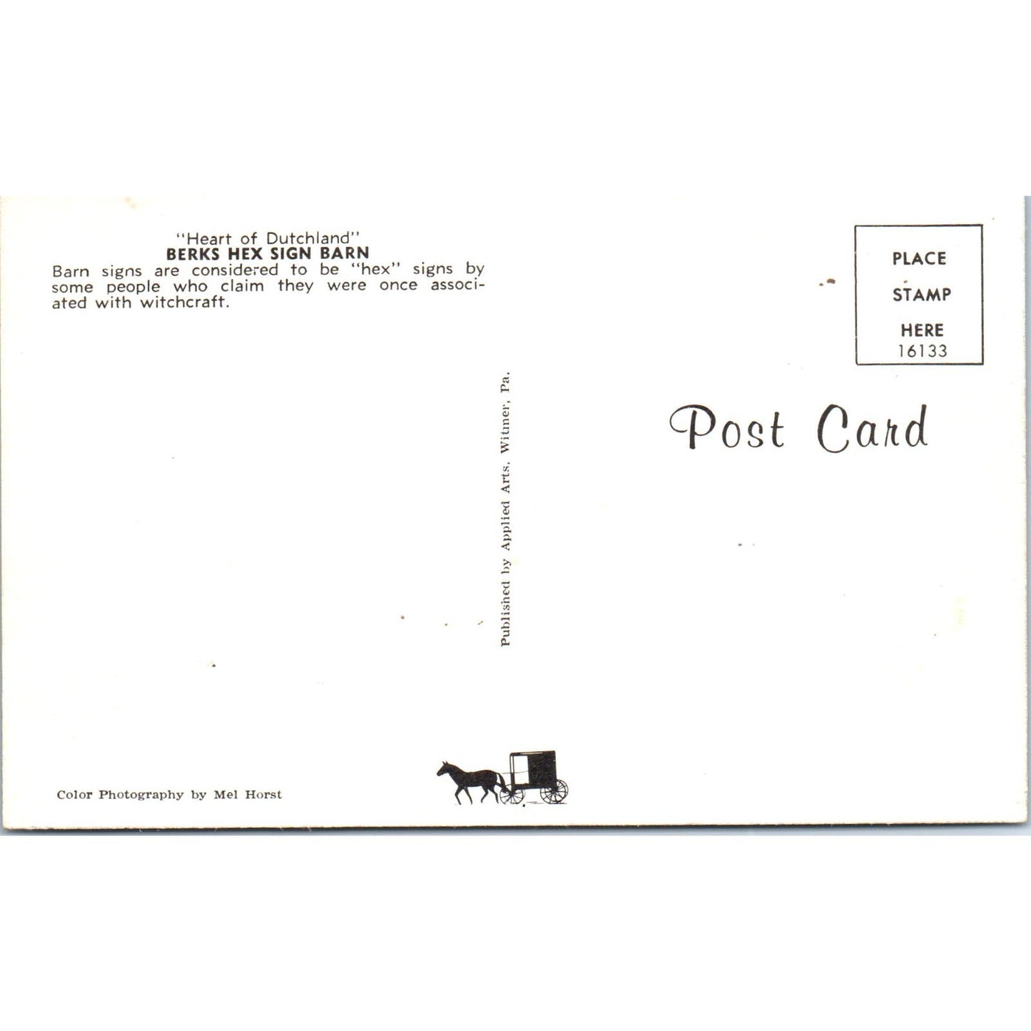 Berks Hex Sign Barn Pennsylvania Dutch Country Vintage Postcard PD5