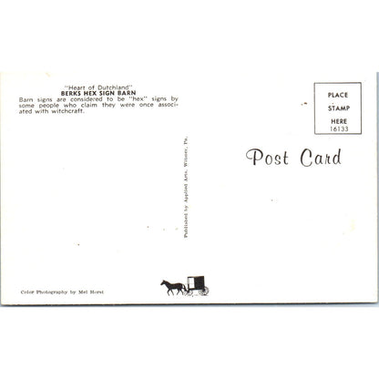 Berks Hex Sign Barn Pennsylvania Dutch Country Vintage Postcard PD5