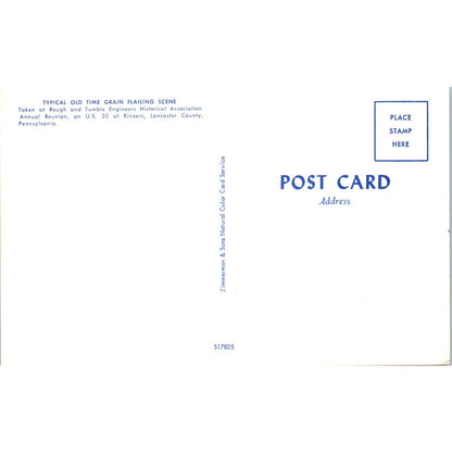 Amish Old Time Grain Flailing Pennsylvania Dutch Country Postcard PD7