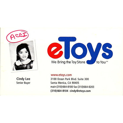 Cindy Lee Buyer eToys Santa Monica Vintage Business Card SC9-B10