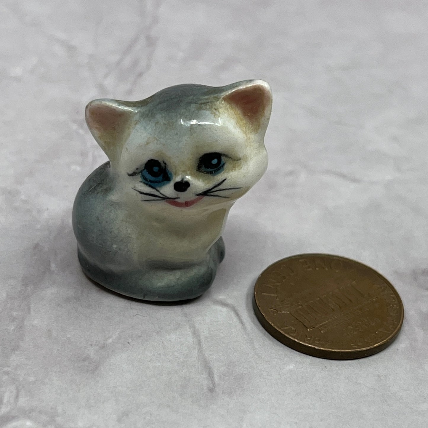 1950s Bone China Miniature Cat Kitten Figurine Japan 1" SE2