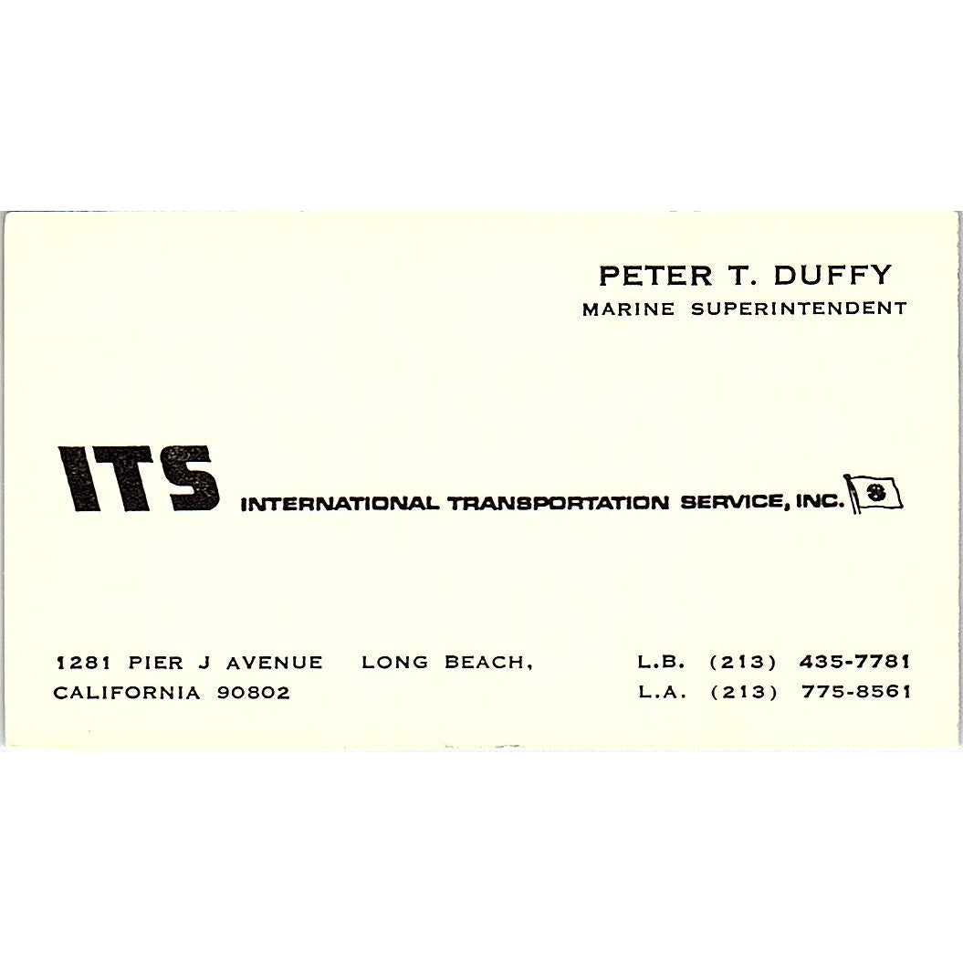 International Transportation Peter T. Duffy Long Beach CA Business Card SB4-B11