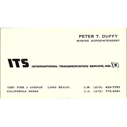 International Transportation Peter T. Duffy Long Beach CA Business Card SB4-B11
