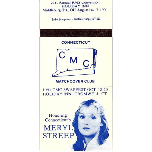 Meryl Streep Connecticut Matchcover Club 1993 Vintage Matchbook TB6-MB2-7