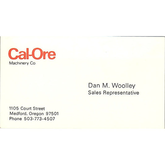 Cal-Ore Dan M. Woolley Medford Oregon Vintage Business Card SB4-B4