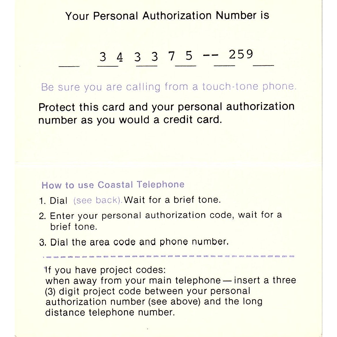 Coastal Telephone Company Travel Card Houston TX Vintage Business Card SC9-B7