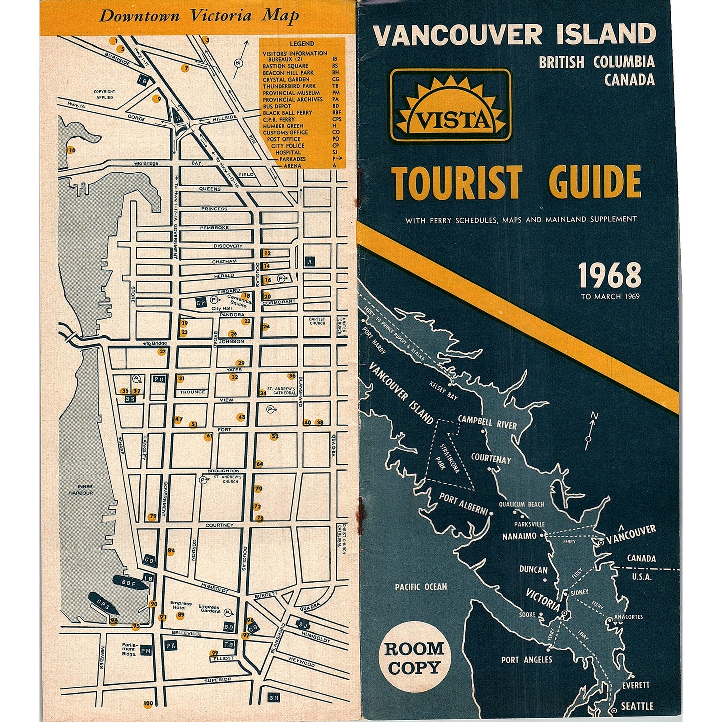 1968 Vista Vancouver Island BC Canada Tourist Guide Booklet TH2-TB4