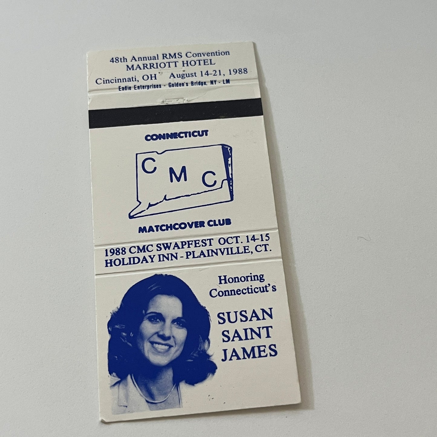 CMC Matchcover Club Honoring CT's Dustin Hoffman Vintage Matchbook TB6-MB2-6