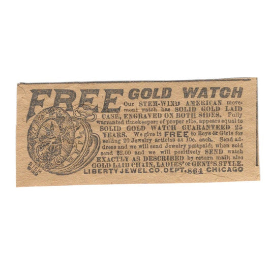 Liberty Jewel Co Pocket Watch Promotion Chicago IL 1906 Original Ad AK6-S11