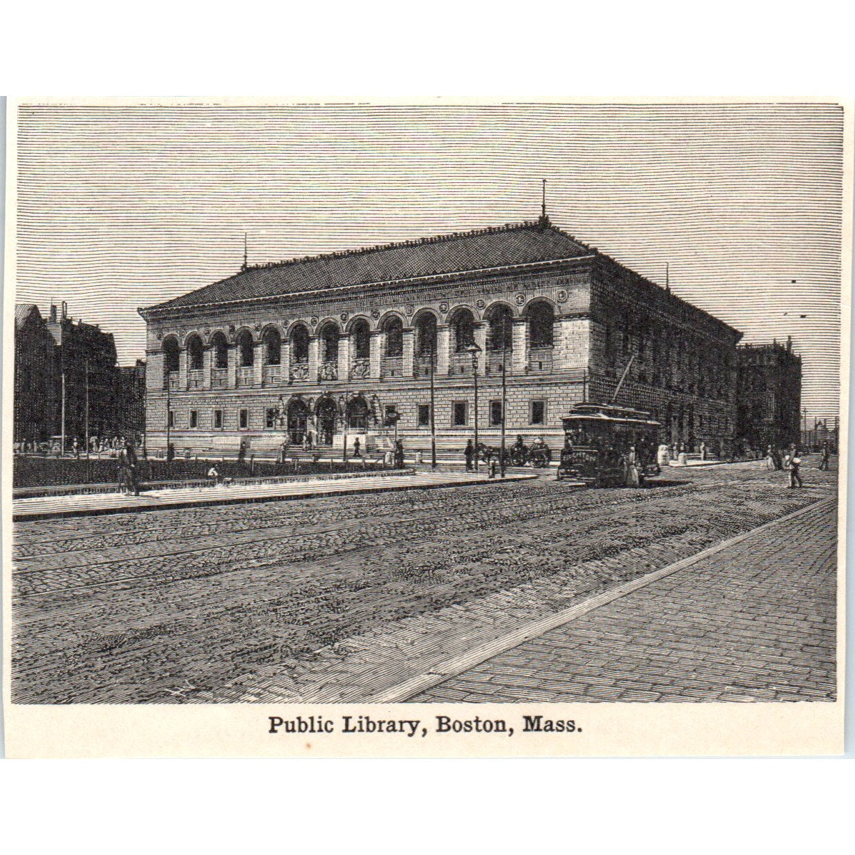 Public Library in Boston Massachusetts 1901 Engraving AF2-P3