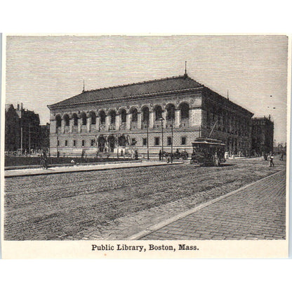 Public Library in Boston Massachusetts 1901 Engraving AF2-P3