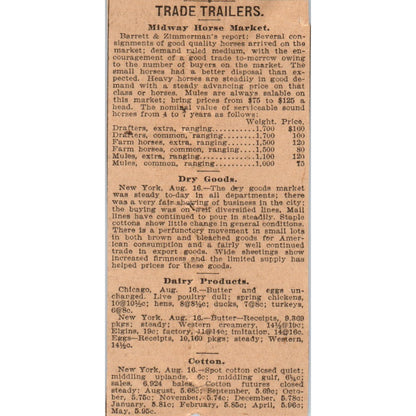 Midway Horse Market Barrett & Zimmerman Report St. Paul 1898 Newspaper Ad AF2-Q1